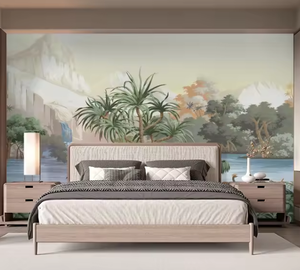<span class=keywords><strong>Mural</strong></span> 3D Personalizado con Diseño Tropical, Papel Tapiz Pintado a Mano con Paisaje Natural, Selva, Plantas, Hojas, Flores y <span class=keywords><strong>Lago</strong></span> - Product Image 5
