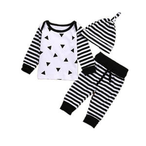 2019 nuovo commercio all'ingrosso di vendita caldo manica lunga girocollo a righe tshirt pant cappello africano del bambino 3 pezzi <span class=keywords><strong>12</strong></span> <span class=keywords><strong>mesi</strong></span> di età <span class=keywords><strong>vestiti</strong></span> del ragazzo - Product Image 3