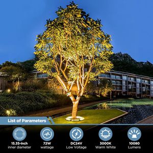 Lampe circulaire d'<span class=keywords><strong>extérieur</strong></span> <span class=keywords><strong>pour</strong></span> <span class=keywords><strong>arbre</strong></span>, éclairage LED <span class=keywords><strong>pour</strong></span> <span class=keywords><strong>arbre</strong></span>, basse tension 3000K blanc chaud, étanche IP67, 72W 10080 Lumens - Product Image 5