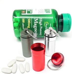 携帯用 ミニ アルミニウム ピルオーガナイザー 防水 気密 キーホルダー型ピルケース 旅行・キャンプ用 薬保管 - Product Image 2