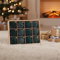 Décorations de Noël de luxe multicolores réutilisables, boules floquées incassables, ornements suspendus
