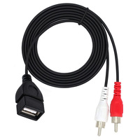 Kabel Adaptor USB Female ke 2RCA Male Tipe AF/2RCA, Kabel Audio-Video