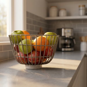Panier de rangement rond en métal durable pour cuisine, design minimaliste, type sur pied - Product Image 5