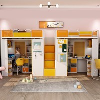 Lit superposé moderne à double niveau avec bureau et armoire, idéal pour les étudiants, les dortoirs, les appartements, les hôpitaux et les hôtels