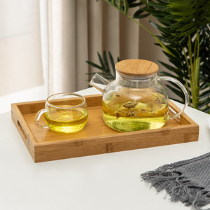 Plateau rectangulaire en bambou Wu Youju 33x22x3,5 cm, plat, avec deux poignées, pour la maison et l'hôtellerie - Product Image 3