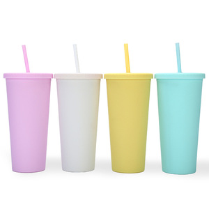 Gobelet isotherme réutilisable 24 oz, couleur unie, sans BPA, sûr pour les aliments, pour boissons froides et café, avec couvercle et paille, idéal pour les cadeaux - Product Image 2