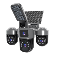 Caméra de sécurité dôme PTZ solaire extérieure V380 Pro 9MP 12MP 15MP à 3 objectifs avec détection humaine et audio bidirectionnel WiFi 4G