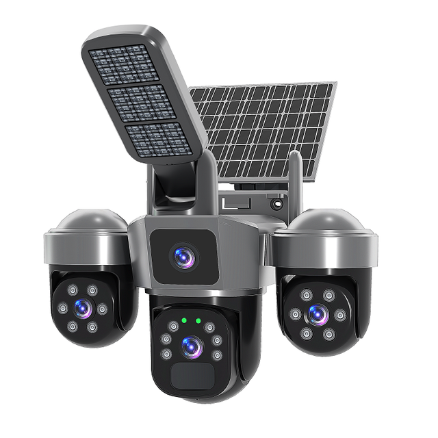 V380 Pro 9MP 12MP 15MP 3 Lens Outdoor Solar Street Light Camera WiFi 4G PTZ Security Dome Camera Human Detection 2-Way Audio