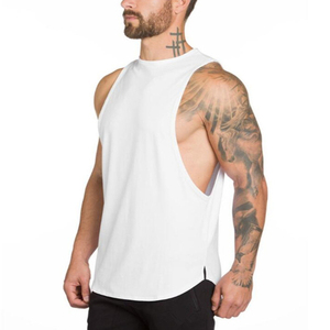 All'ingrosso taglie forti in <span class=keywords><strong>cotone</strong></span> girocollo senza maniche ampio Casual canottiere traspirante palestra Fitness da uomo t-shirt - Product Image 3