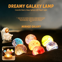 Lampe de nuit LED étoilée USB avec base en bois, lumière chaude, décoration moderne pour chambre à coucher, sphère galaxie, vente en gros usine
