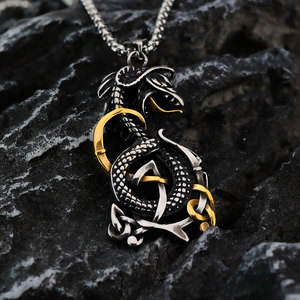 Collar de Dragón Vintage para Hombre, Chapado en Oro PVD de 14k y 18k, Acero Inoxidable 316L, Joyería Fina - Product Image 3