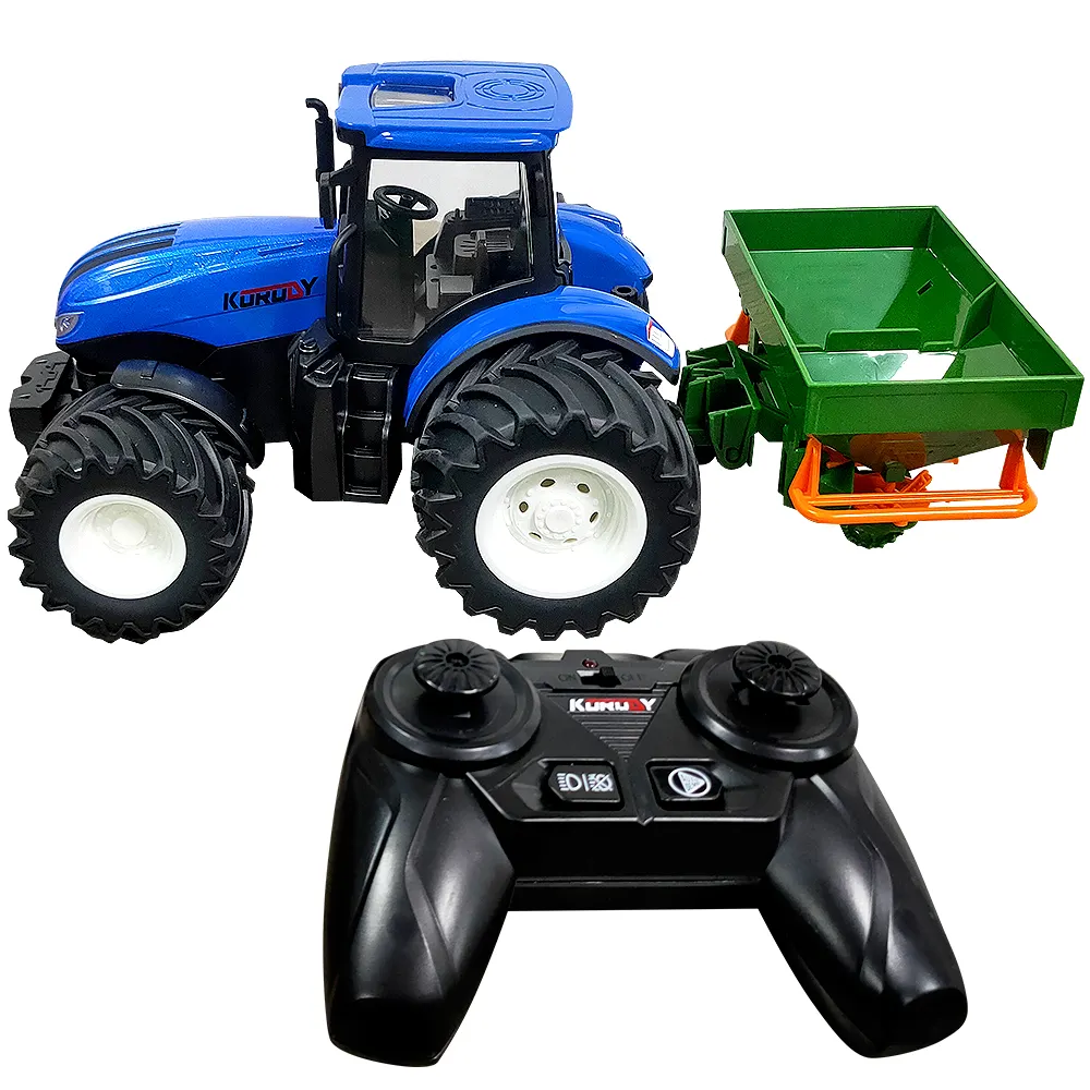 Tiktok Good Sale Remote Control Truck Blue Red Color RC Tractor Simulation Farm Construction Vehicle Tractor Model Kids' Toy