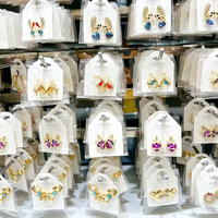 Boucles d'oreilles tendance Xuping en plaqué or avec pierres colorées, cristaux, fleurs, nœuds et papillons pour femmes