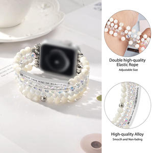 <span class=keywords><strong>Bracelet</strong></span> perlé à la mode pour femmes avec bande respirante <span class=keywords><strong>Compatible</strong></span> iWatch Series <span class=keywords><strong>SE</strong></span> 6 5 4 3 2 1 38mm 40mm 42mm 44mm Bracelets de montre - Product Image 4