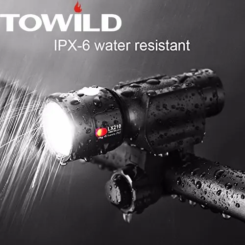 TOWILD Rechargeable Flashlight Torch Waterproof Bicycle Lights Replaceable Battery for Commuting