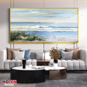 Grande <span class=keywords><strong>peinture</strong></span> à l'huile moderne et simple sur toile, peinte à la main, ciel bleu et <span class=keywords><strong>oiseaux</strong></span> marins, pour décoration murale <span class=keywords><strong>de</strong></span> salon - Product Image 1