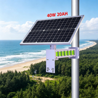 Kit d'alimentation solaire DC 12V 48V 5V avec panneau mono et batterie intégrée pour capteur extérieur, appareil sans fil, application industrielle hors réseau