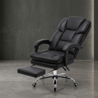 Fauteuil de bureau exécutif noir inclinable, chaise de direction en cuir à dossier haut pivotante pour ordinateur