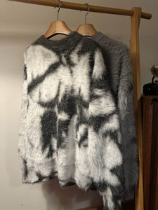 Custom <b>Tie</b> <b>Dye</b> Faux Mohair Crew Neck Sweater Unisex Oversized Fuzzy Knitted Pullover Streetwear Knit Jumper - Product Image 2