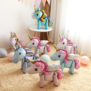 3D monte karikatür Unicorn gökkuşağı midilli alüminyum filmi balon doğum günü partisi dekorasyon malzemeleri oyuncak folyo balon