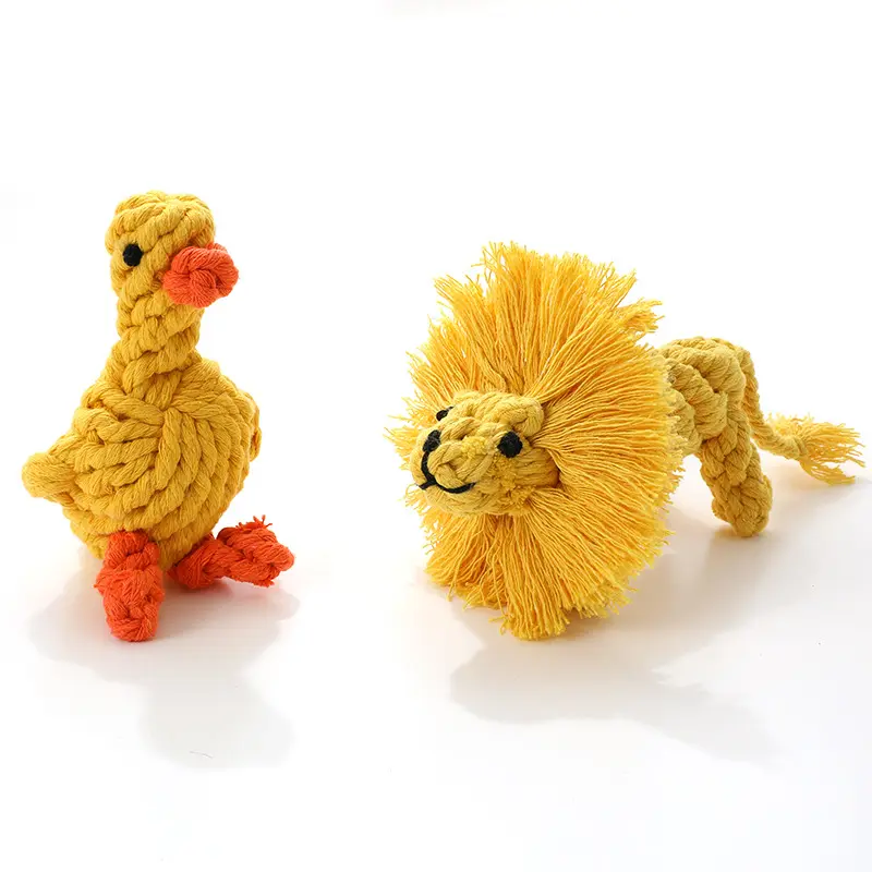 Handmade Rope Lion Dog Toy Durable Cotton Rope Teeth Cleaning Chew Toy Pet Doy