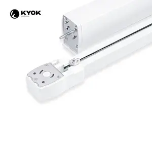 易于安装的KYOK白色电动窗帘电机，带轨道伸缩轨道铝轨道弯曲窗帘连接器