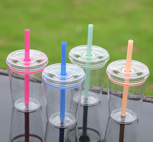 2026 Luxury Plastic Tumbler with Straw Wholesale Custom Logo Transparent Water <b>Bottle</b> Reusable Juice Cup Clear Travel Mug - Product Image 3