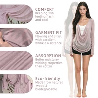Tissu jersey 100 % Lyocell de qualité supérieure, ultra-doux, respirant et absorbant l'humidité, idéal pour les hauts à manches longues pour femmes
