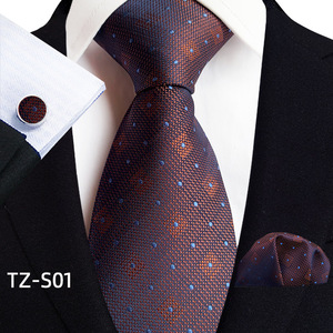 Conjunto de Corbata de Diseño para Hombre, Lujoso, Negro, Plateado, Azul, Paisley, para Negocios, Bodas, con Pañuelo de Bolsillo y Gemelos, Set de Regalo - Product Image 4