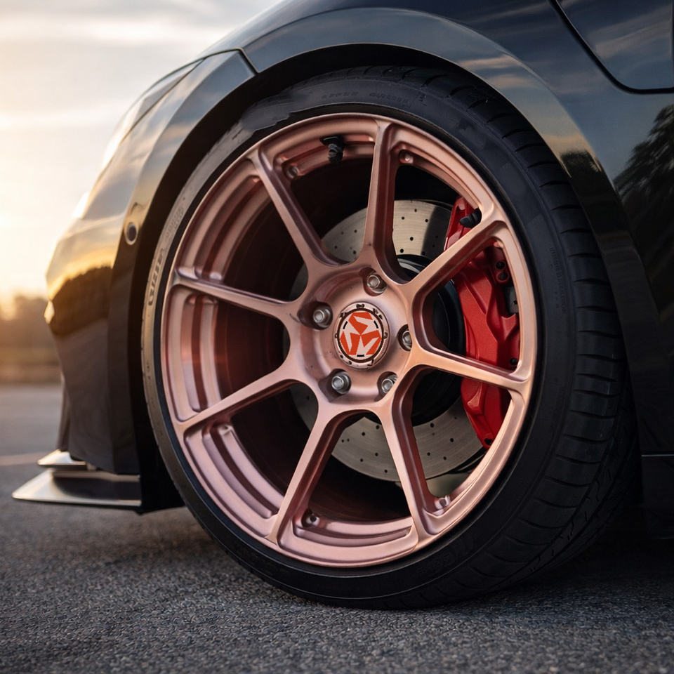 SJ Wheelux Forged Mag Car Wheels Brushed Rose Gold Spokes Black Lip ...