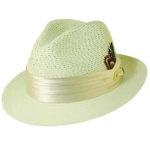 Chapeau Panama Fedora en paille Toquilla équatorienne avec bande décorative, large bord, protection UV, chapeau de soleil d'été pour adulte - Product Image 1