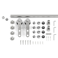 Kit de quincaillerie pour porte de grange coulissante rustique américaine en acier inoxydable, 6,6 pieds/2 m, pour portes en verre et en bois