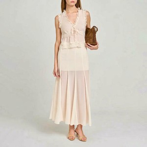 Women's Natural Waist A-Line <b>Chiffon</b> <b>Midi</b> <b>Skirt</b> With Ruffles Elegant Pleated Solid Color Ankle-Length All Seasons Wear - Product Image 1
