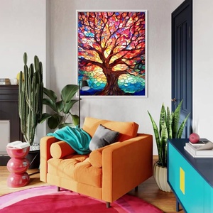 Kit de peinture par numéros Série Botanique Arbre de Vie Coloré et Onirique Décoration Murale Pliante Peinte à la Main - Product Image 4
