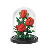 Puzzle de construction de fleurs 254 pièces en plastique ABS, modèle d'assemblage DIY, avec couvercle anti-poussière, décoration de bureau pour enfants et adultes, thème animaux et nature