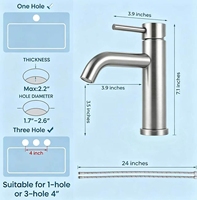 Robinet de lavabo en acier inoxydable avec poignée en zinc et cartouche céramique pour salle de bain, fourni par l'usine, échantillon disponible pour grossistes