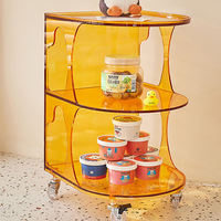 Table basse mobile en plastique de meubles de décor d'hôtel de salon de table d'appoint acrylique avec des roues