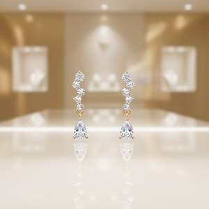 Orecchini in Oro con Diamanti, Oro Massiccio 18K, Taglio a Pera, Colore D Naturale, Certificati GIA, Gioielli Classici da Donna per Matrimonio - Product Image 2