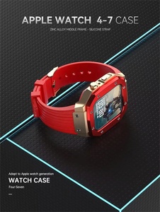 Custodia per orologio in metallo intelligente 2 in 1 per <span class=keywords><strong>Apple</strong></span> iwatch Series7/6/5/4 <span class=keywords><strong>SE</strong></span> 44/45MM <span class=keywords><strong>cinturini</strong></span> in Silicone <span class=keywords><strong>cinturini</strong></span> per orologi - Product Image 5