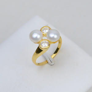 Anillo Abierto de Plata S925 para Mujer, Moderno, para Joyería DIY con Perlas, Anillo Doble con Incrustaciones, Base Vacía para Perlas - Product Image 4