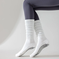 Chaussettes longues personnalisées antidérapantes à effet froncé pour mollets, idéales pour l'entraînement sportif, le Pilates et le yoga, tricotées pour l'automne, avec revers sans couture, ODM