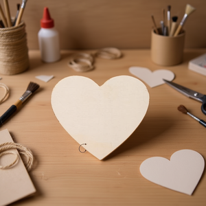 Base in Legno a Forma di Cuore Ilan 8cm Spessore 0,25cm 2 Pezzi Materiale per Artigianato - Product Image 3