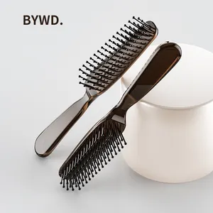 BYWD Heat-resistant Plastic Hairbrush Household Nylon Hairbrush Plastic Scalp Massage Hairbrush Anti-static Transparent Comb