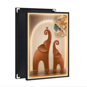 Tableau <span class=keywords><strong>mural</strong></span> en toile brillante LED pour chambre d'enfant, peinture murale d'éléphant, art d'hôtel, impression sur toile d'animal en porcelaine verticale, décoration murale pour la maison, affiche - Product Image 1