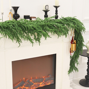 Handmade European Style <b>Plastic</b> Norfolk Pine Rattan Christmas Wreath Decoration - Product Image 6