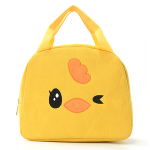 Sac à déjeuner bento multifonction en velours côtelé, design animalier de dessin animé, isolé, écologique, durable, résistant à l'eau, avec fermeture éclair pour - Product Image 6