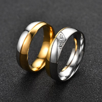 LC Stock de haute qualité pas cher classique en acier inoxydable fiançailles mariage alliance couple bagues ensemble