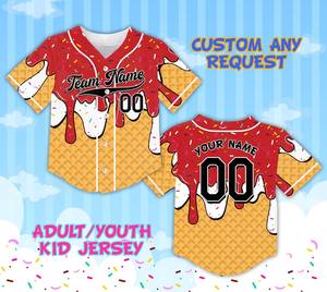 Camiseta de equipo de goteo de helado con número de nombre personalizado, camiseta de goteo de Color personalizado, camiseta de equipo de pelota a juego familiar, traje de verano - Product Image 2