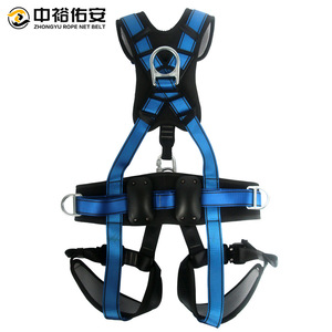 Zhongyu Rope Net <b>Belt</b> Full Body <b>Harness</b> 4cm Webbing 2 D-Rings High Strength Yarn Fall Protection Safety <b>Belt</b> Blue - Product Image 2
