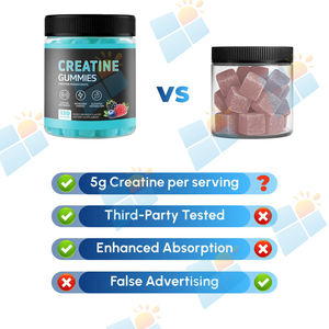 SUNI Gummies à la créatine de haute qualité, véritable contenu, 5000 mg, testés par 3 parties, complément énergétique pré-entraînement, sans sucre, gummies à la créatine - Product Image 5